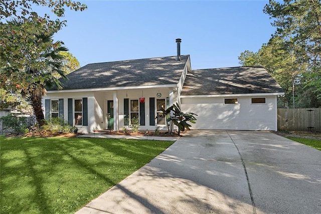 view of front of property with a front lawn and a porch