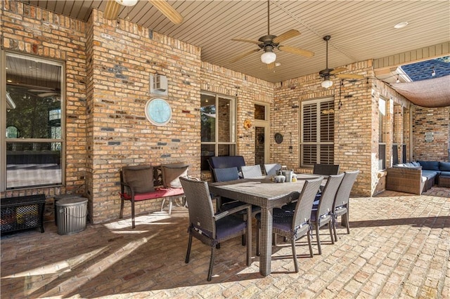 view of patio / terrace featuring an outdoor hangout area and ceiling fan