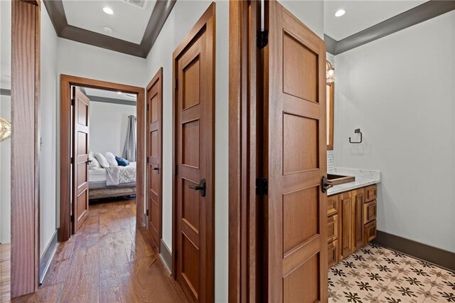 hall featuring light wood-type flooring