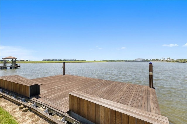 view of dock featuring a water view