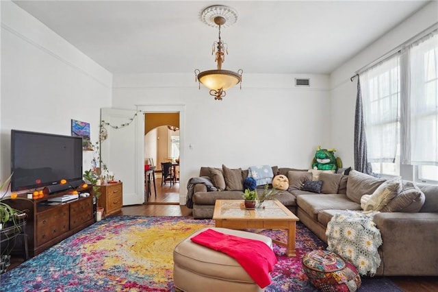 living room featuring hardwood / wood-style flooring