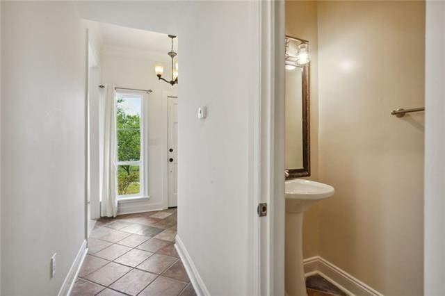 interior space with tile patterned floors