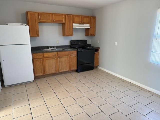 1300 Bolo Ct, Bridge City, LA 70094 - kitchen with white refrigerator, black / electric stove, and sink
