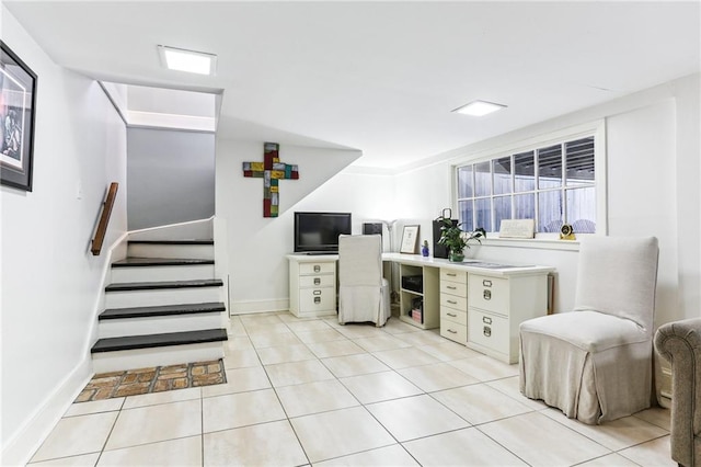 interior space featuring light tile patterned flooring