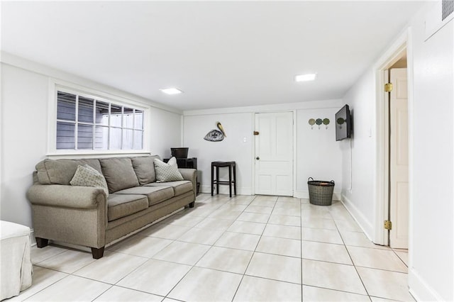 view of tiled living room