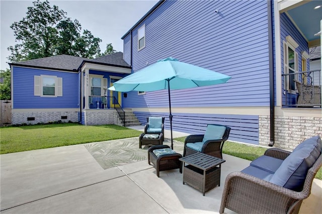 view of patio featuring an outdoor hangout area