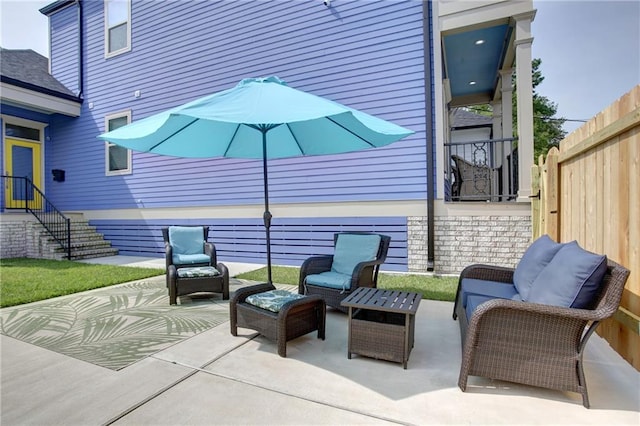 view of patio / terrace featuring an outdoor hangout area