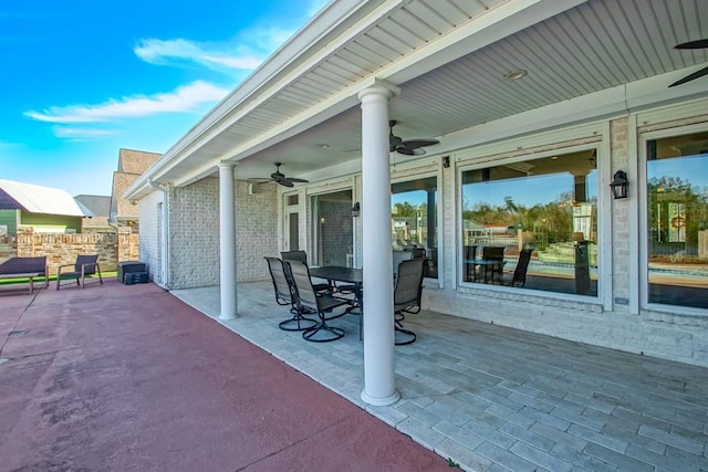 view of patio / terrace with ceiling fan