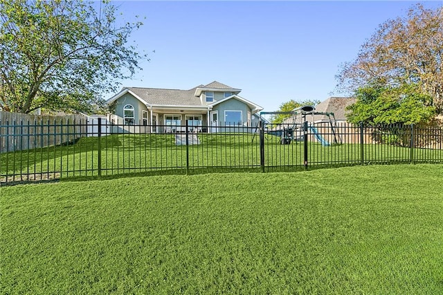 view of yard with a playground