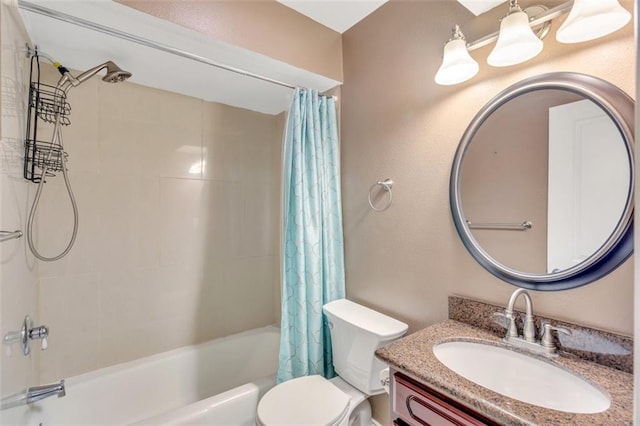 full bathroom with vanity, toilet, and shower / bath combo