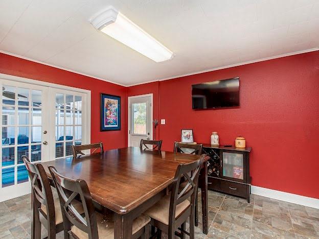 dining space with french doors