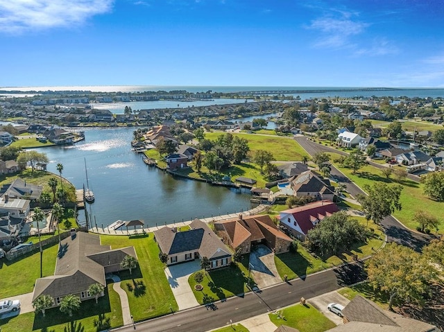 bird's eye view featuring a water view