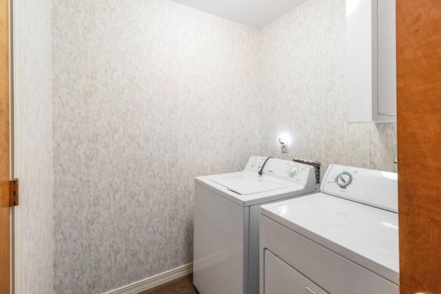 229 Constellation Dr, Slidell, LA 70458 - clothes washing area with laundry area, washing machine and dryer, and wallpapered walls