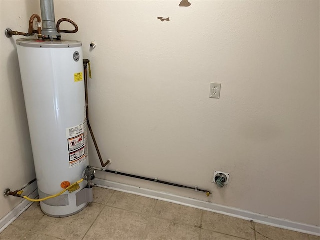 utility room featuring water heater