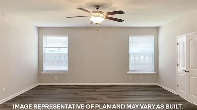 471 E Lakeshore Vlg, Slidell, LA 70461 - unfurnished room with healthy amount of natural light, dark wood-style floors, and ceiling fan