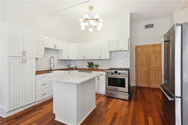 kitchen with white cabinetry, dark hardwood / wood-style flooring, and appliances with stainless steel finishes