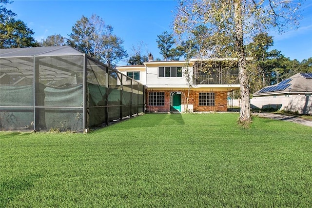 view of yard featuring a lanai