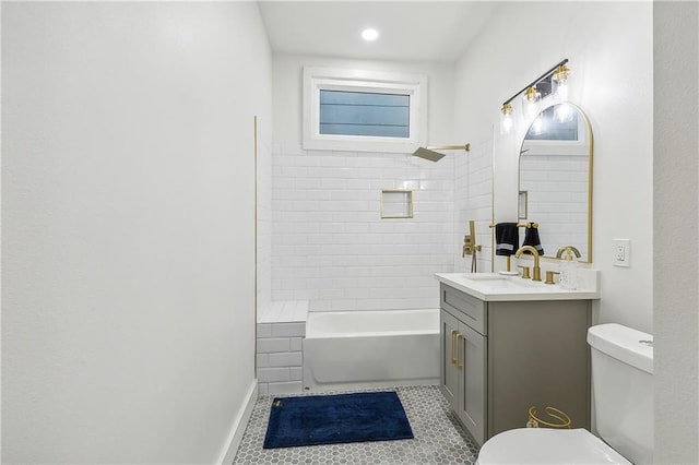 2417 Royal St, New Orleans, LA 70117 - full bath featuring vanity, tile patterned floors, recessed lighting, and shower / washtub combination