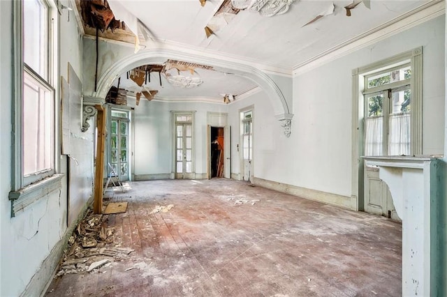 interior space featuring crown molding and french doors