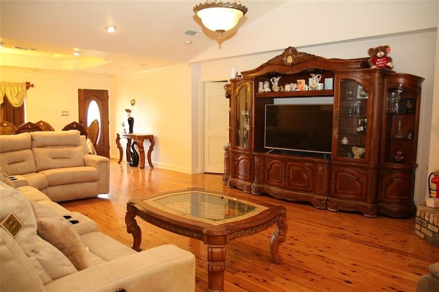 living room featuring light hardwood / wood-style floors