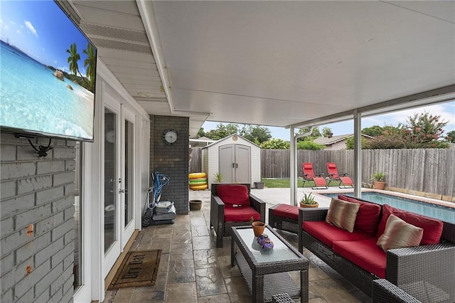 sunroom featuring french doors