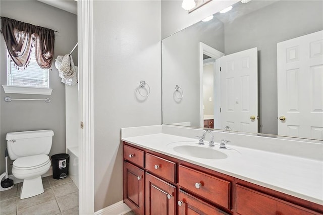 bathroom with tile patterned floors, vanity, and toilet