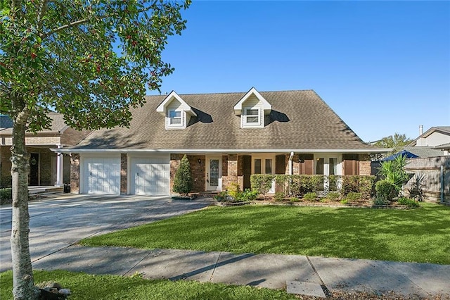 cape cod-style house featuring a front lawn