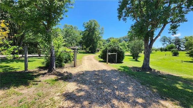 view of property's community with a lawn