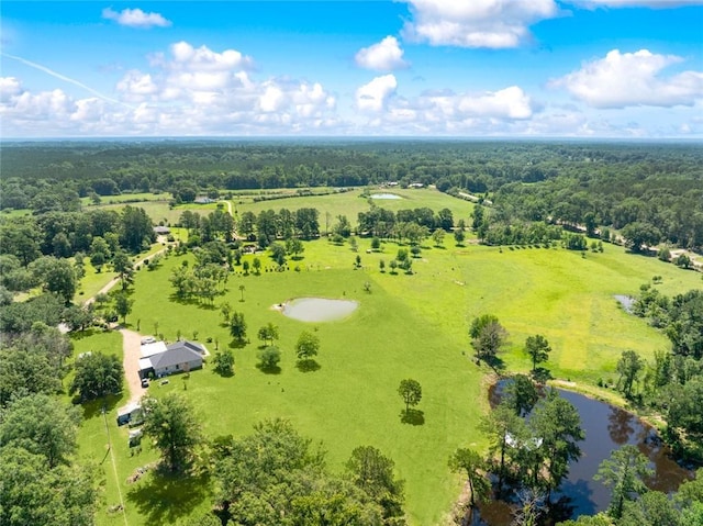 aerial view featuring a rural view and a water view