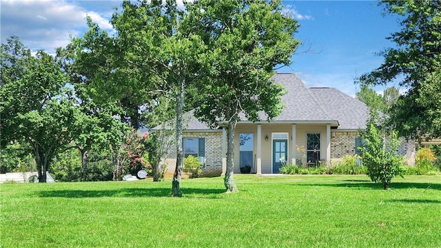 view of front facade featuring a front yard