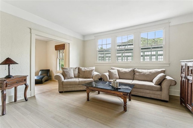 living room with light wood-type flooring