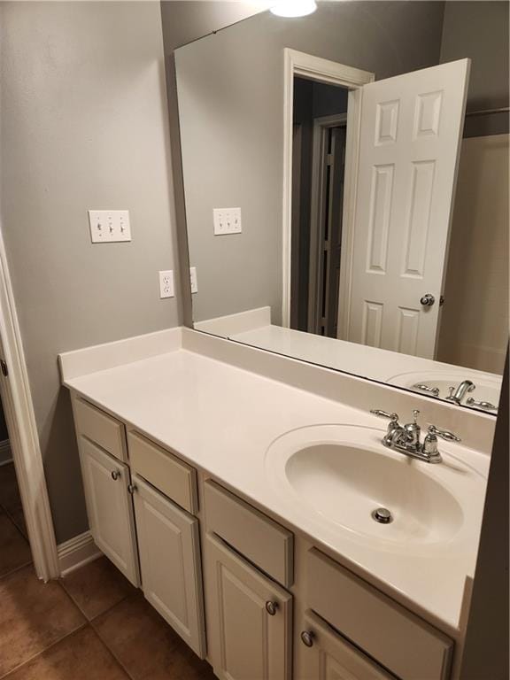 bathroom featuring tile patterned flooring and vanity