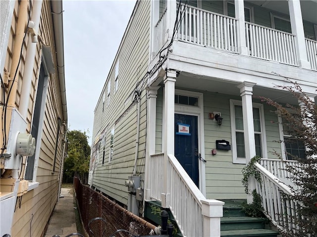 doorway to property with a balcony