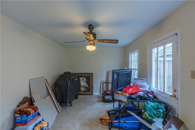 playroom with ceiling fan