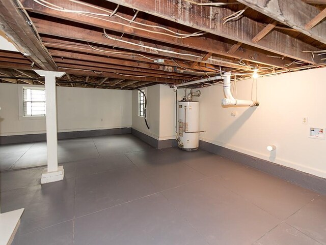 basement with gas water heater