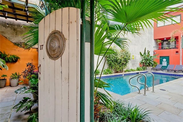 view of swimming pool featuring a patio