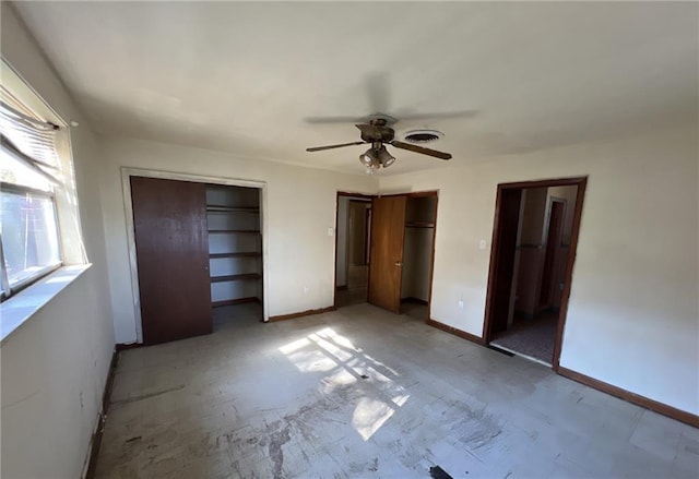 unfurnished bedroom with ceiling fan