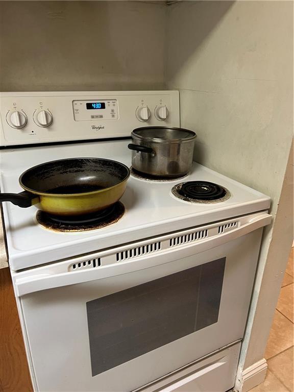 room details with white range with electric stovetop