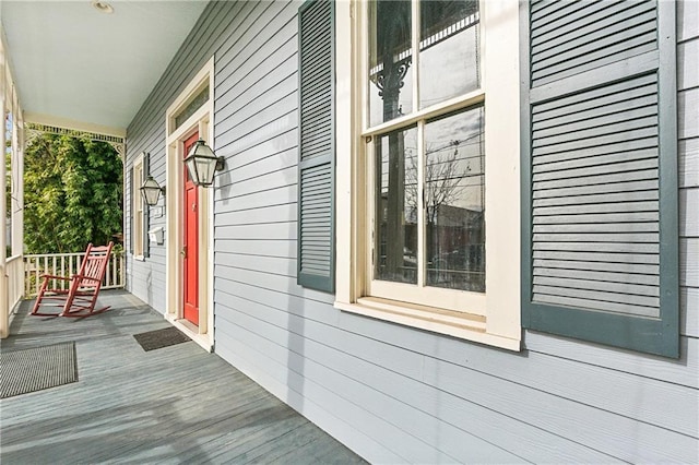 wooden deck with covered porch