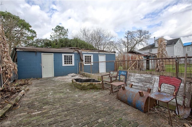 view of patio featuring an outdoor structure