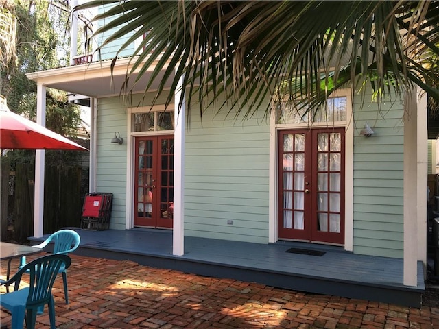 view of patio featuring french doors