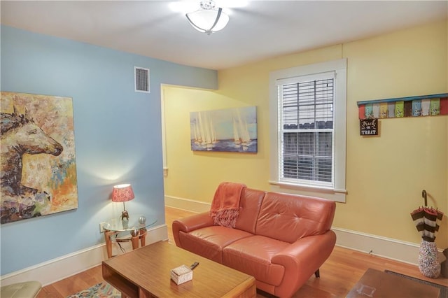 living room featuring light hardwood / wood-style flooring