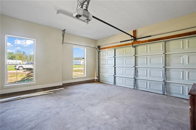 garage with a garage door opener