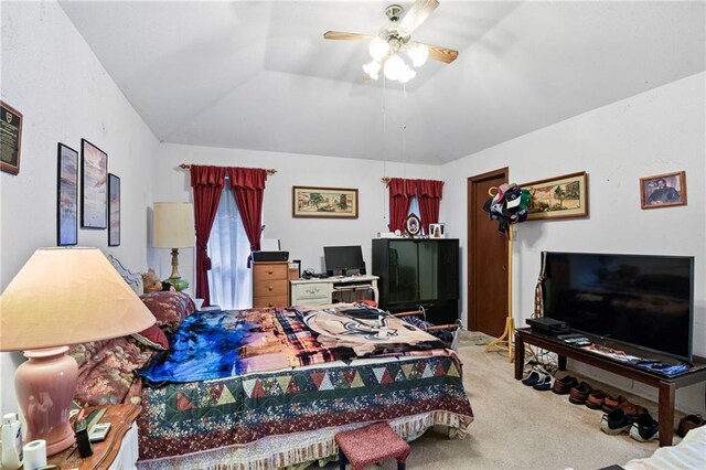 427 Drury Ln, Slidell, LA 70460 - bedroom with carpet, ceiling fan, and lofted ceiling