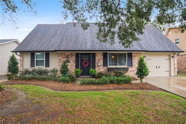 single story home with a garage