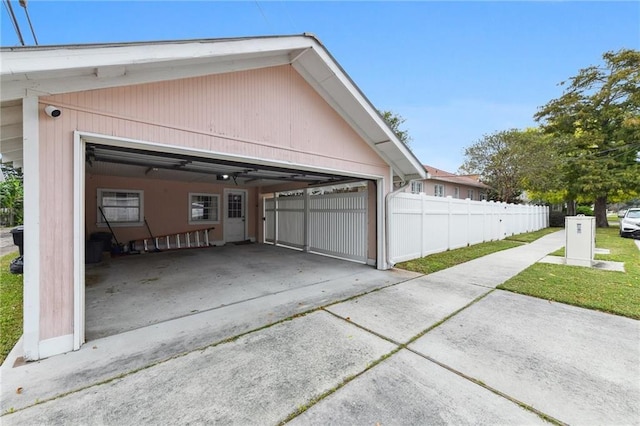 view of garage