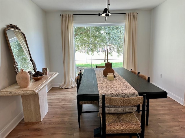 dining room with hardwood / wood-style flooring