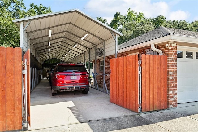 view of parking featuring a carport