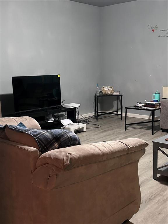 living room with light hardwood / wood-style floors