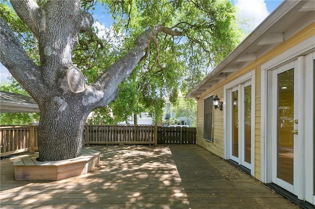 wooden terrace with french doors